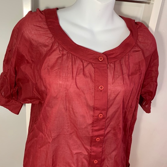 Chico’s Yellow & Red 100% Cotton Button Down Short Sleeve Top’s - Picture 8 of 10